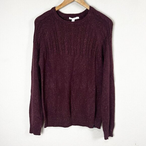 Threads 4 Thought Fleck‎ Knit Raglan Crew Sweater Burgundy Cableknit Size Small - Picture 1 of 9